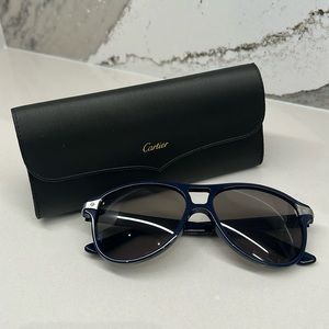 Cartier sunglasses - navy blue brushed inox frame, grey lenses